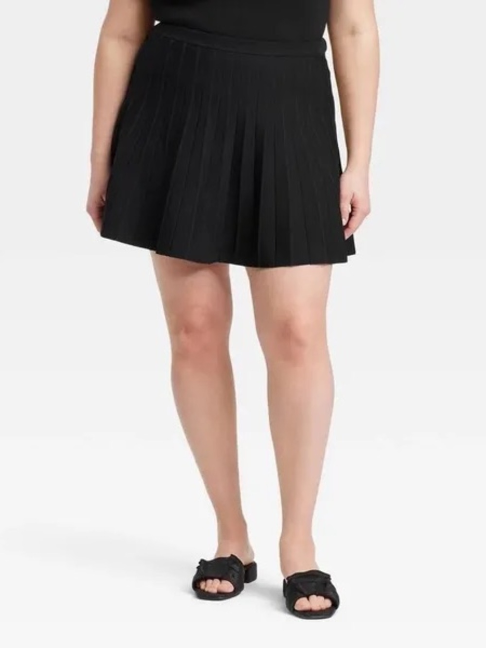 a new day Black Pleated Knit Mini Skirt
